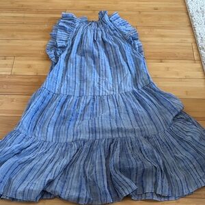Saylor Blue Striped Ruffle Dress